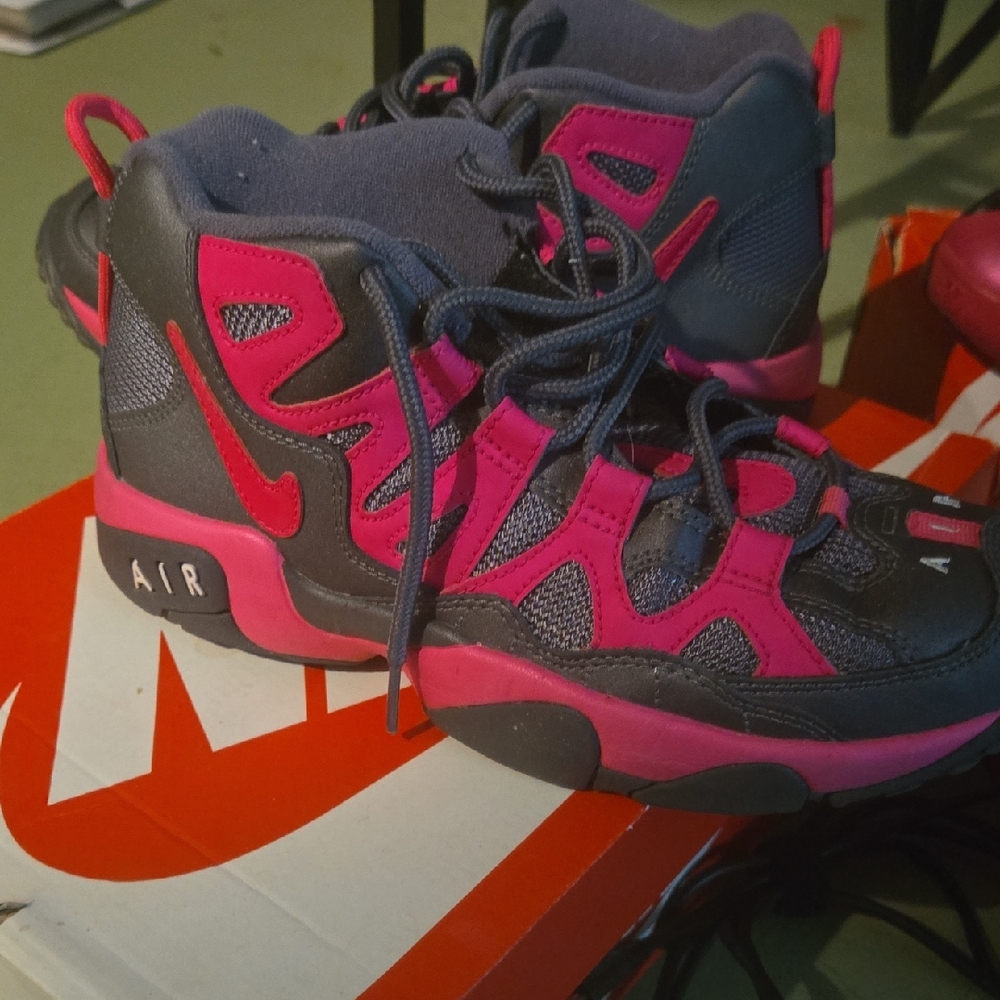 Nike Kids' Pink and Gray High-Top Sneakers